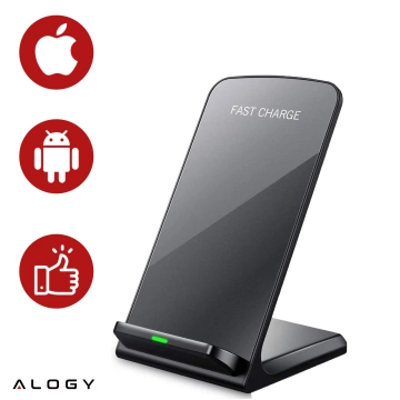Alogy Qi Stand Charger kabelloses Induktionsladegerät für Telefonständer-Ladestation 15 W Schwarz