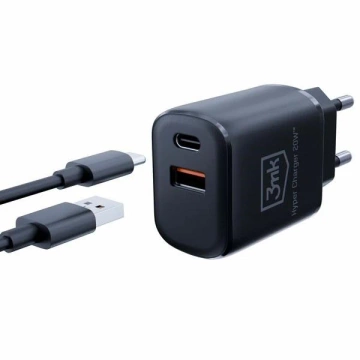 3mk HyperCharger 20W Wandladegerät 1xUSB-C 1xUSB-A PD/QC Schwarz
