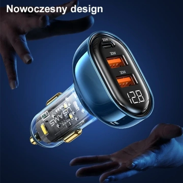 USAMS Ładowarka samochodowa 2xUSB+1xUSB-C 80W Fast Charge czarny/black CC159CC01 (US-CC159)