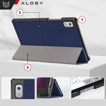 Etui na tablet Lenovo Tab M9 2023 9" TB310XU TB310FU Alogy Book Cover Case obudowa ochronne Granatowe + Szkło