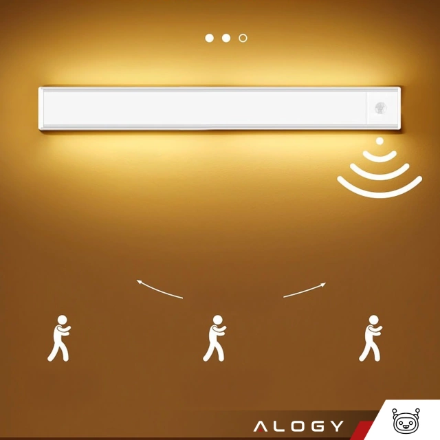 Lampka szafkowa z czujnikiem ruchu Listwa Alogy Motion Sensor LED Light 40cm do garderoby szafy kuchni Srebrna