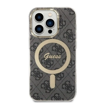 Zestaw Guess GUBPP14XH4EACSK Case+ Charger iPhone 14 Pro Max 6,7" czarny/black hard case 4G Print MagSafe