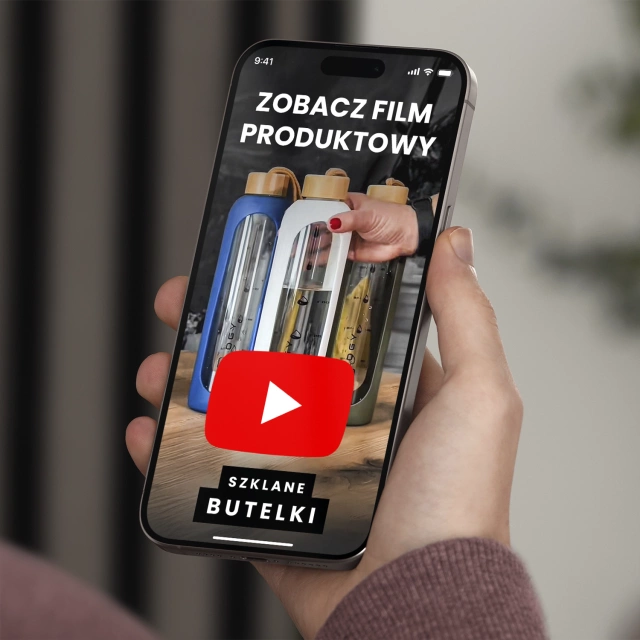 Butelka szklana duża bidon na napoje do picia Alogy Miarka motywacyjna 1l 1000ml etui silikonowe Różowa