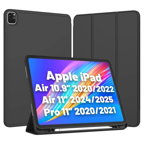Etui ochronne Alogy Book Cover Pencil Case obudowa z miejscem na rysik do Apple iPad Air 7/6 2025/2024 11", iPad Pro 11 2020 2021 iPad Air 5/4 2022/2020 10.9" Czarne