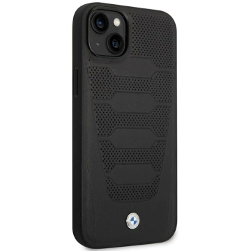 Etui na telefon BMW BMHCP14S22RPSK do Apple iPhone 14 6,1" czarny/black Leather Seats Pattern