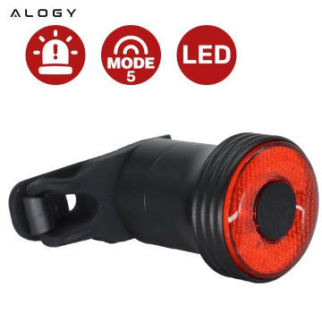 Fahrradrücklicht für das Heck des Fahrrads, LED-Beleuchtung, Rücklicht, rotes Aluminium, wasserdicht, IPX4, 50 lm, Alogy