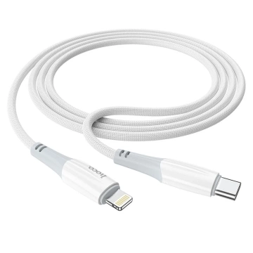 HOCO Kabel Typ C auf Lightning X70 1m Weiß PD 20W 3A Nylongeflecht