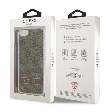 Guess GUOHCI8H4STW iPhone SE 2022 / SE 2020/7/8 braun / braunes Hardcase 4G Print Strap