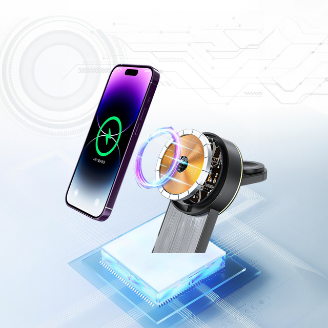 Ładowarka indukcyjna Qi Mag Safe 15W do iPhone Apple Watch AirPods 3w1 bezprzewodowa stojak czarna