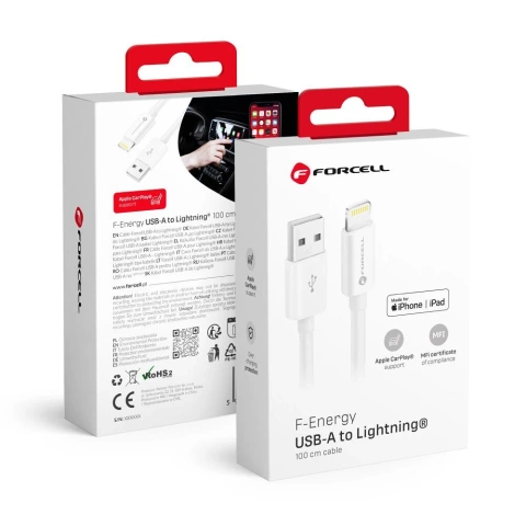 Kabel USB do Lightning 1m Forcell MFi Apple iPhone iPad CarPlay 12W