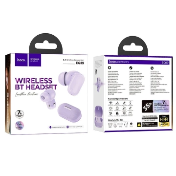HOCO TWS EQ19 Kabellose Bluetooth-Kopfhörer, Ladeetui, Lila