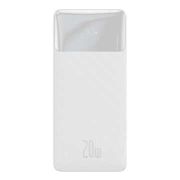 Powerbank z szybkim ładowaniem Baseus Bipow 10000mAh 20W biały (Overseas Edition) + kabel USB-A - Micro USB 0.25m biały (PPBD050502)