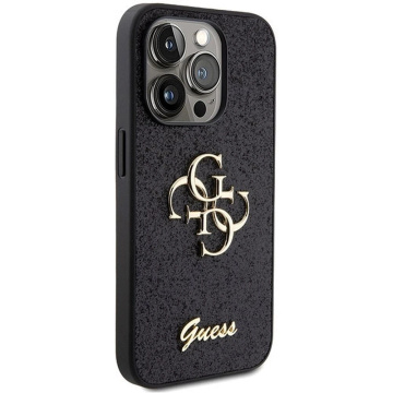Original GUESS Hardcase GUHCP15LHG4SGK Hülle für iPhone 15 PRO (Fixed Glitter Big 4G / schwarz)