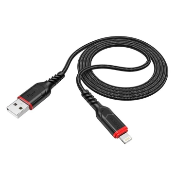HOCO USB-A auf Lightning-Kabel X59, 3 m, schwarz, strapazierfähiges Nylongeflecht, 2,4 A