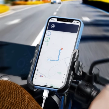 KEWIG M11B Motorradhalterung für Telefon mit QC 3.0 15W Qi-Ladegerät Schwarz