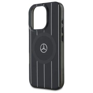 Etui Mercedes do iPhone 16 Pro Max 6.9" Czarny Hardcase MB Double Layer Crossed Lines MagSafe