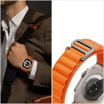 NYLON PRO APPLE WATCH 4 / 5 / 6 / 7 / 8 / SE / ULTRA (42 / 44 / 45 / 49 MM) SCHWARZ / ORANGE