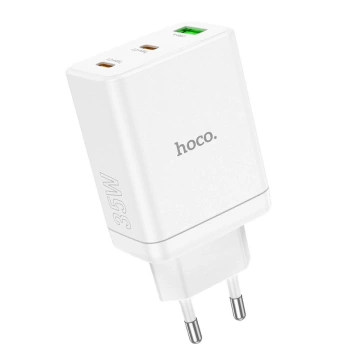 HOCO 2 x Typ C USB A PD QC3.0 3A 35W Wandladegerät Weiß