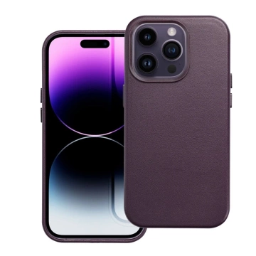 Leder Mag Cover Hülle kompatibel mit MagSafe für Apple iPhone 15 Plus dunkelviolett