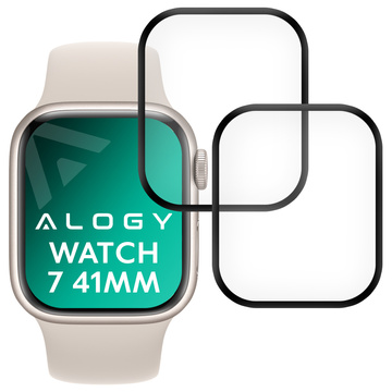 2x Elastyczne Szkło 3D Alogy do Apple Watch 7 41mm Black