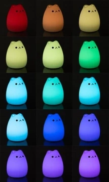 LED-Silikon-Nachtlampe für Kinder 16 Farben Lampe Kätzchen Katze Fernbedienung