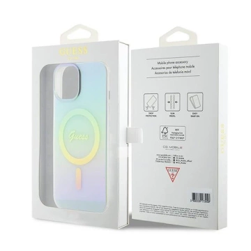Etui Guess GUHMP15SHITSQ für iPhone 15 6,1" türkis/türkises Hardcase IML Iridescent MagSafe