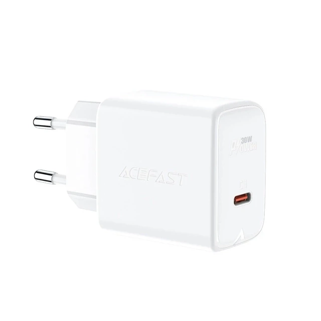 Ładowarka sieciowa biała Acefast GaN 30W USB-C PD QC 3.0 White