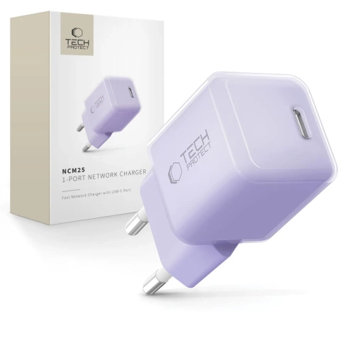 Ładowarka Sieciowa USB-C Tech-Protect NCM25 25W PD Fioletowa