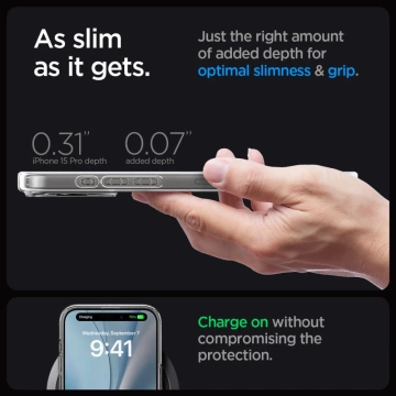 Spigen Ultra Hybrid Mag oder MagSafe für iPhone 15 Pro Hülle Frost Black