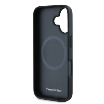 Mercedes iPhone 16 Hülle 6,1" Czarny MagSafe Hardcase aus strukturiertem und schlichtem Leder