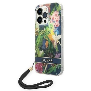 Etui Guess GUOHCP14XHFLSB iPhone 14 Pro Max 6,7" niebieski/blue hardcase Flower Strap