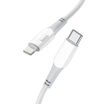 HOCO Kabel Typ C auf Lightning X70 1m Weiß PD 20W 3A Nylongeflecht