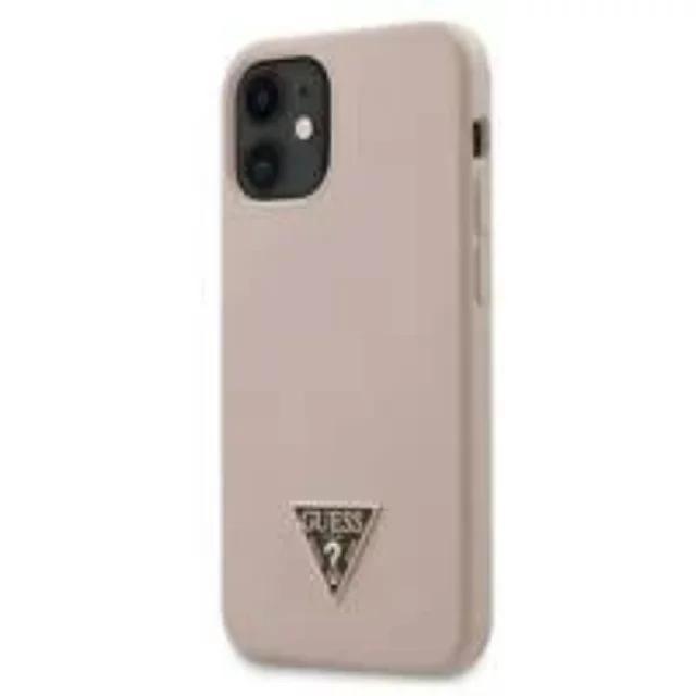 Guess GUHCP12SLSTMLP iPhone 12 mini 5,4&quot; hellrosa / hellrosa Hardcase Silikon Dreieck Logo