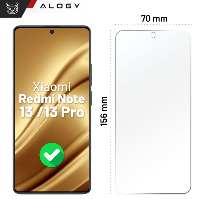 Szkło "NIETŁUKĄCE" hybrydowe do Xiaomi Redmi Note 13 / Note 13 Pro na ekran Alogy Flexi Glass 9H Case Friendly płaskie na ekran