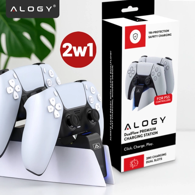 Podwójna stacja dokująca ładująca do kontrolera Pada do PlayStation 5 PS5 do 2 Padów Alogy Biała