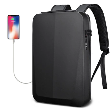 Bange wasserdichter Rucksack für 15,6-Zoll-Laptop, Stadtreisender, 45 x 30 x 16 cm, für Arbeit, Flugzeug, Herren, Damen, mit USB-Anschluss Schwarz