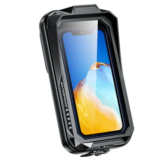 Uchwyt Motocyklowy Rowerowy Torba na Telefon do 7" Wodoodporna IP66 z Panelem Dotykowym, z wejściem na Kabel, Na Motocykl, Rower, Skuter, Hulajnogę, Kewig– Czarna