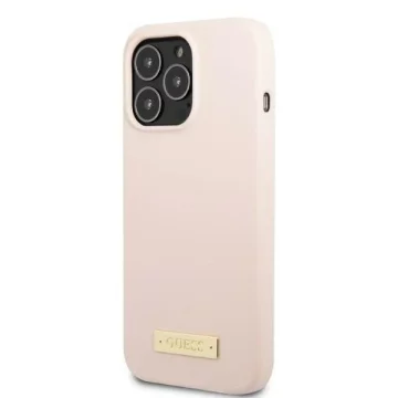 Etui Guess GUHMP13XSPLP für Apple iPhone 13 Pro Max 6,7" różowy/pink Hartschale Silikon Logo Plate MagSafe