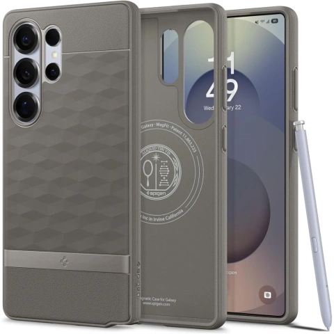 Samsung Galaxy S25 Ultra Aschgrau Spigen Parallax Mag MagSafe Hülle