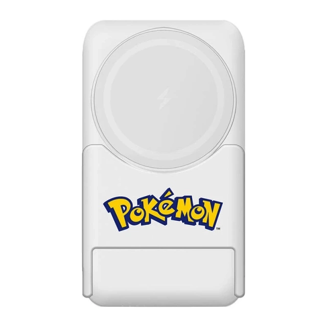 Powerbank magnetyczny OTL 5000 mAh, USB-C 15W, Pokemon Pokeball ze stojakiem (biało-czerwony)