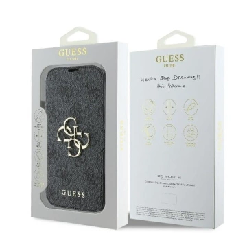 Guess 4G Metall-Logo-Schutzhülle für iPhone 16 (6,1 Zoll) – Schwarz