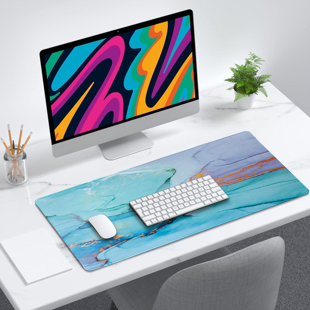 Podkładka na biurko pod myszkę mysz klawiaturę Mata ochronna antypoślizgowa gamingowa XXL 90x40 Alogy Marmur Zielona