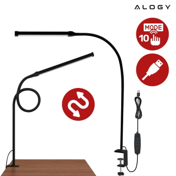 Alogy LED-Schreibtischlampe mit flexiblem Arm für Bettgestell und Schreibtisch