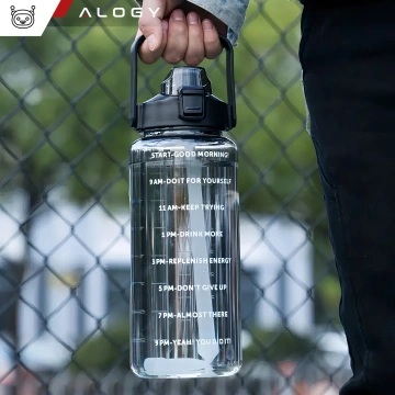 Große Flasche, Trinkflasche Alogy MotivHydro Motivational Messbecher 2l 2000ml Schwarz
