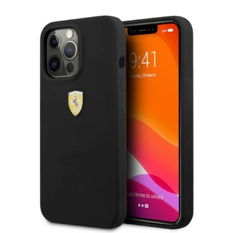 Etui na telefon Ferrari iPhone 13 Pro Max 6,7" czarny/black hardcase Silicone MagSafe