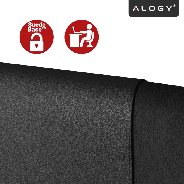 Podkładka na biurko 100×50 cm – antypoślizgowa mata ochronna z eleganckiej ekoskóry PU, pod mysz i klawiaturę, stylowa i trwała – Alogy WorkMat™ Czarna