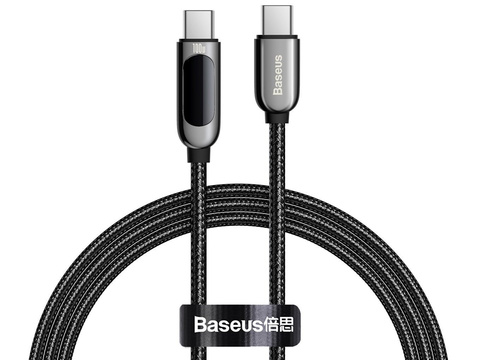 1m Baseus Kabel USB-C Typ C Kabel mit PD 5A 100W Schwarzer Strommesser