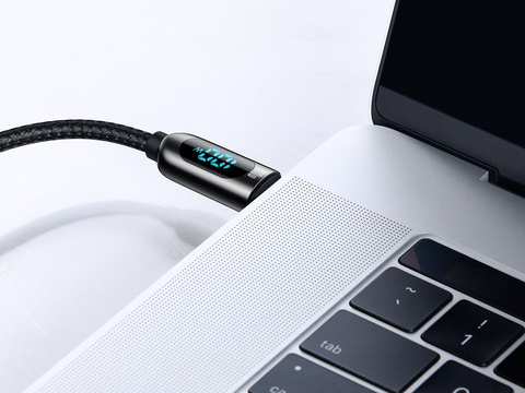 1m Baseus Kabel USB-C Typ C Kabel mit PD 5A 100W Schwarzer Strommesser