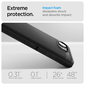 Etui für iPhone 16e Spigen Rugged Armor Mag MagSafe Mattschwarz