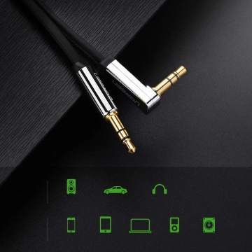 Flachkabel UGREEN Audiokabel AUX 3,5 mm Miniklinke 2m Silber (10599)